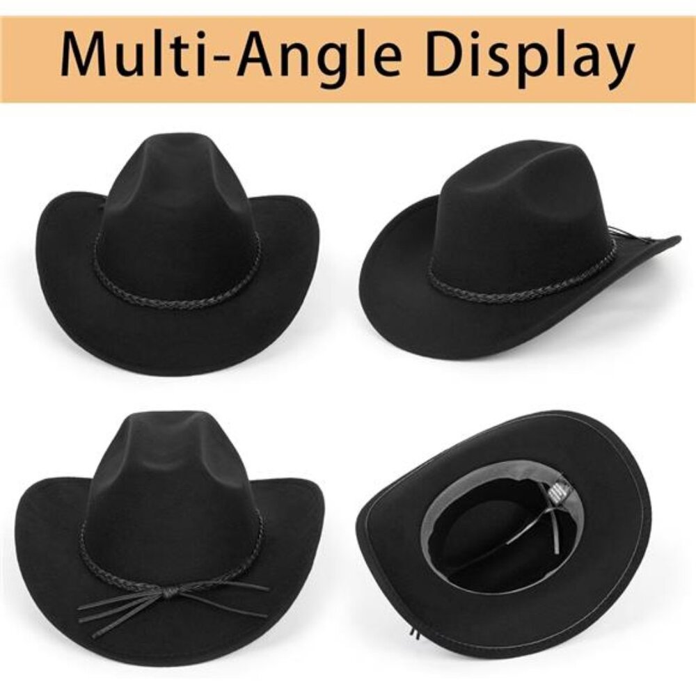 Womens Western Cowboy Hats Black-hemp Rope Decorative Belt - Picture 3 of 7